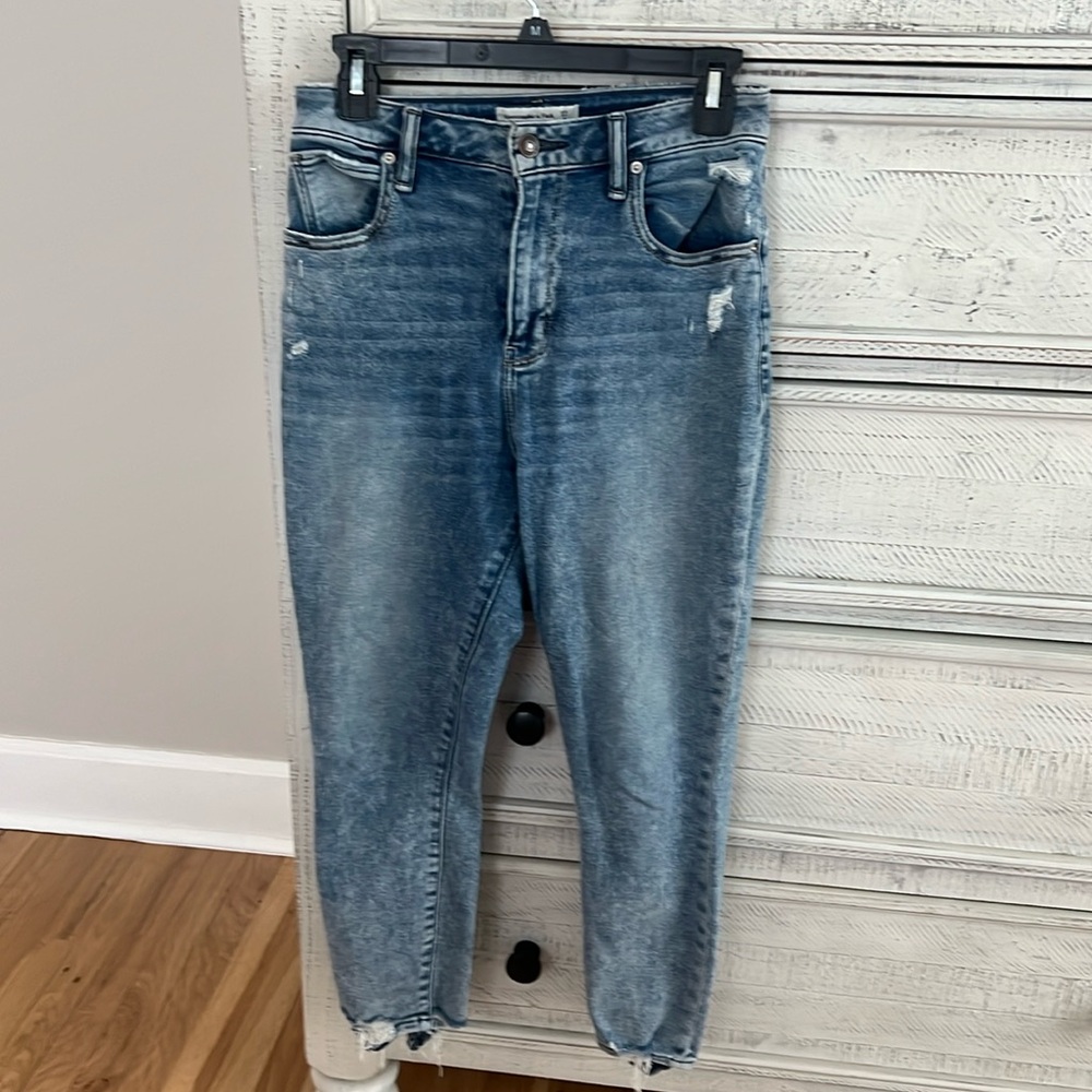 Super skinny ankle high rise destroyed jeans